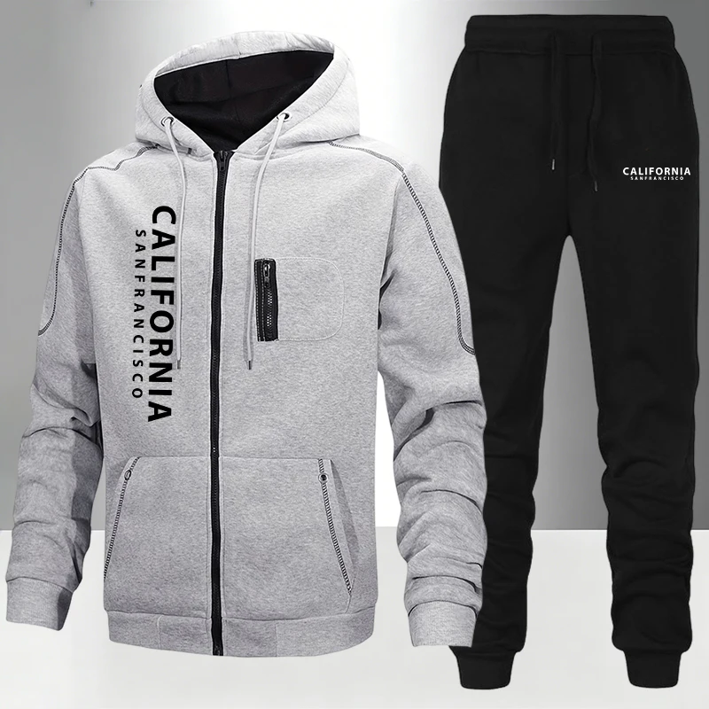 Winter Clothing Pk - ชุดวอร์มผู้ชาย เสื้อฮู้ดดี้ลำลองแบบมีซิป เสื้อโค้ทสำหรับกิจกรรมกลางแจ้ง เสื้อผ้ากีฬา วิ่งจ๊อกกิ้ง ฤดูใบไม้ร่วง