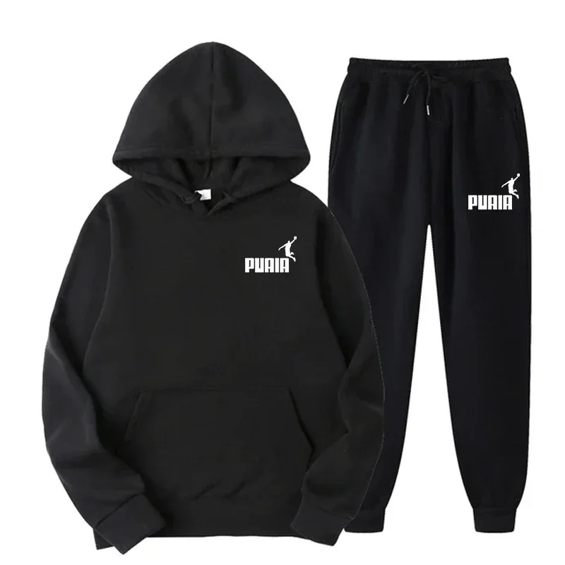 Winter Clothing Pk - เสื้อฮู้ดและกางเกงขายาวสำหรับผู้ชายและผู้หญิง ชุดลำลองสไตล์สตรีทแฟชั่น 2 ชิ้น ชุดกีฬาสำหรับวิ่งจ็อกกิ้ง ฤดูใบไม้ผลิและฤดูใบไม้ร่วง